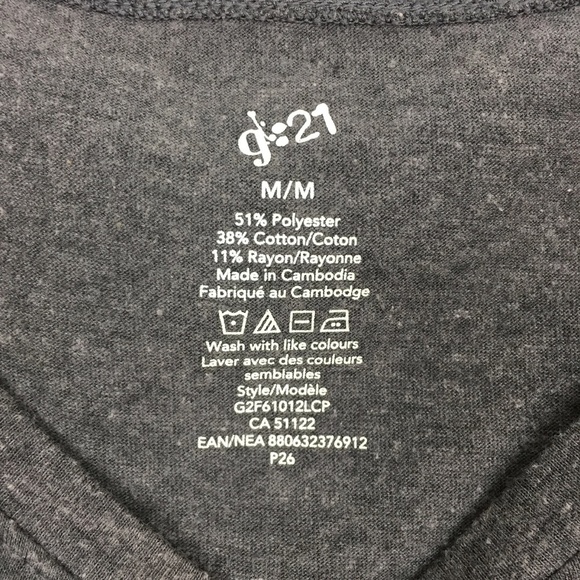 G21 T-Shirt Womens Medium Grey with Contrast Pocket Basic Tee - Picture 3 of 3